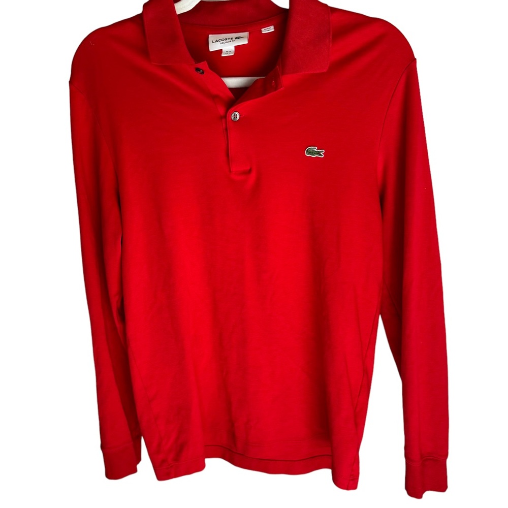 Lacoste - Red Collared Long Sleeve Polo Shirt - Size S - Picture 4 of 7
